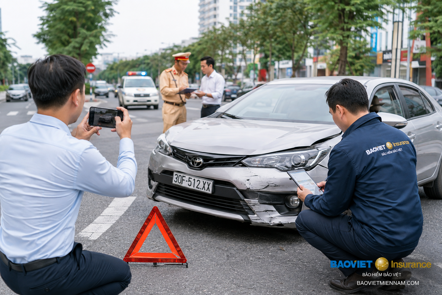 Quy tr&igrave;nh giải quyết tai nạn v&agrave; y&ecirc;u cầu bồi thường bảo hiểm &ocirc; t&ocirc; Bảo Việt