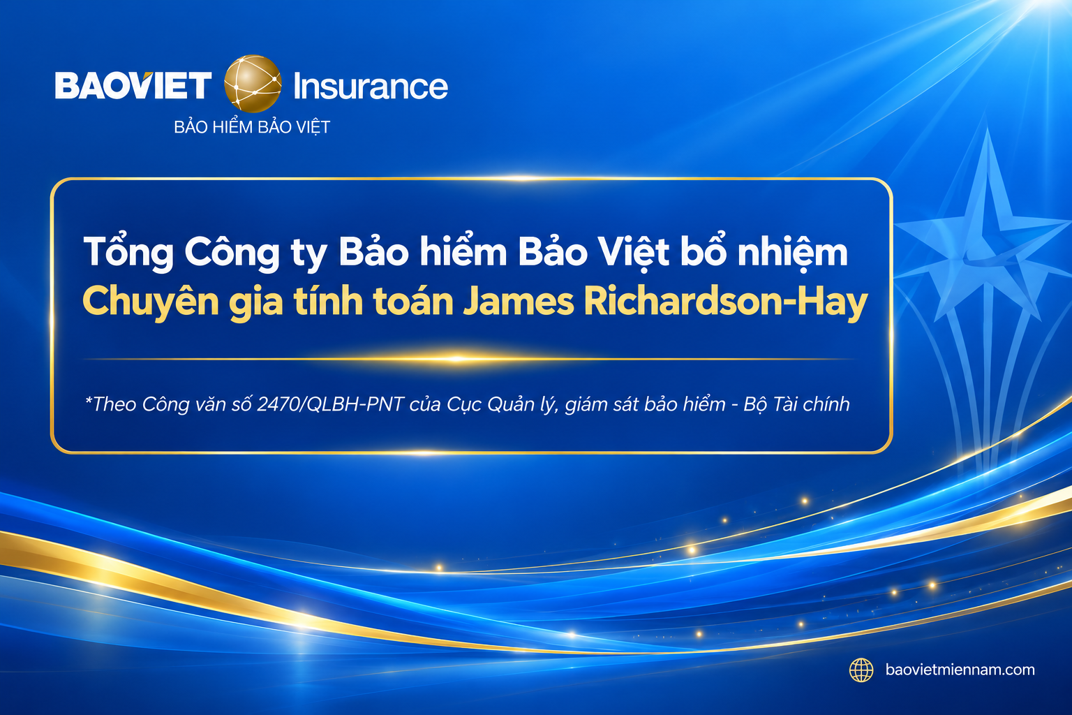 Bảo hiểm Bảo Việt bổ nhiệm Chuy&ecirc;n gia t&iacute;nh to&aacute;n James Richardson-Hay