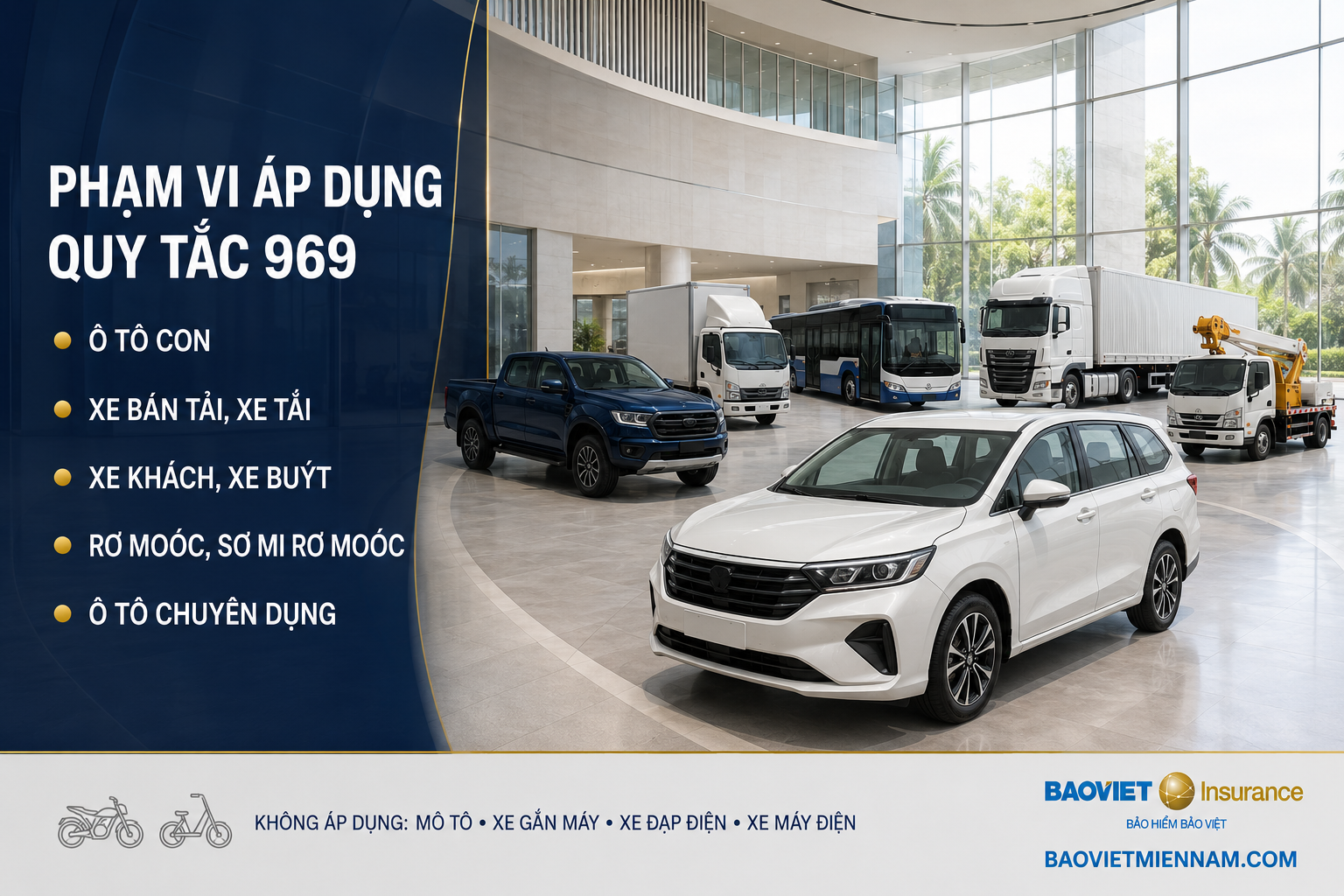 Những xe tham gia bảo hiểm theo quy tắc 969 Bảo Việt