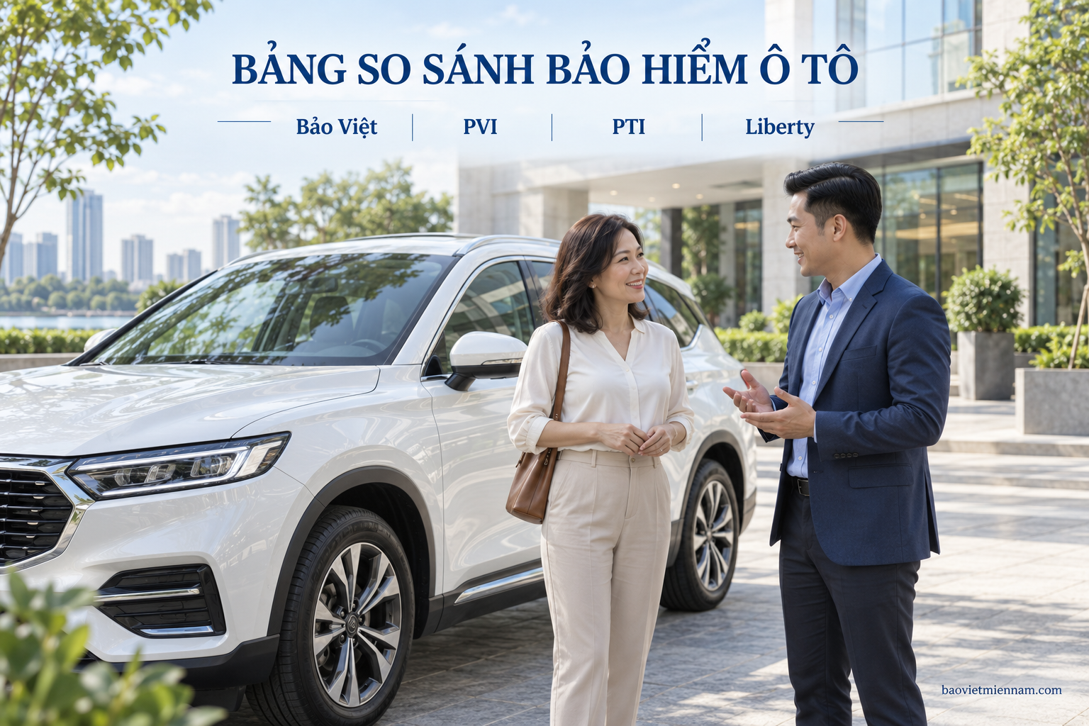 Bảng so s&aacute;nh bảo hiểm &ocirc; t&ocirc; Bảo Việt, PVI, PTI, Liberty