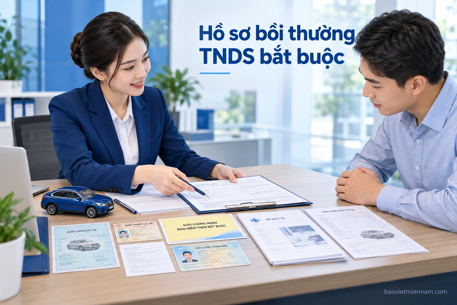 Hồ sơ bồi thường TNDS bắt buộc &ocirc; t&ocirc; gồm giấy tờ xe, GPLX v&agrave; giấy chứng nhận bảo hiểm
