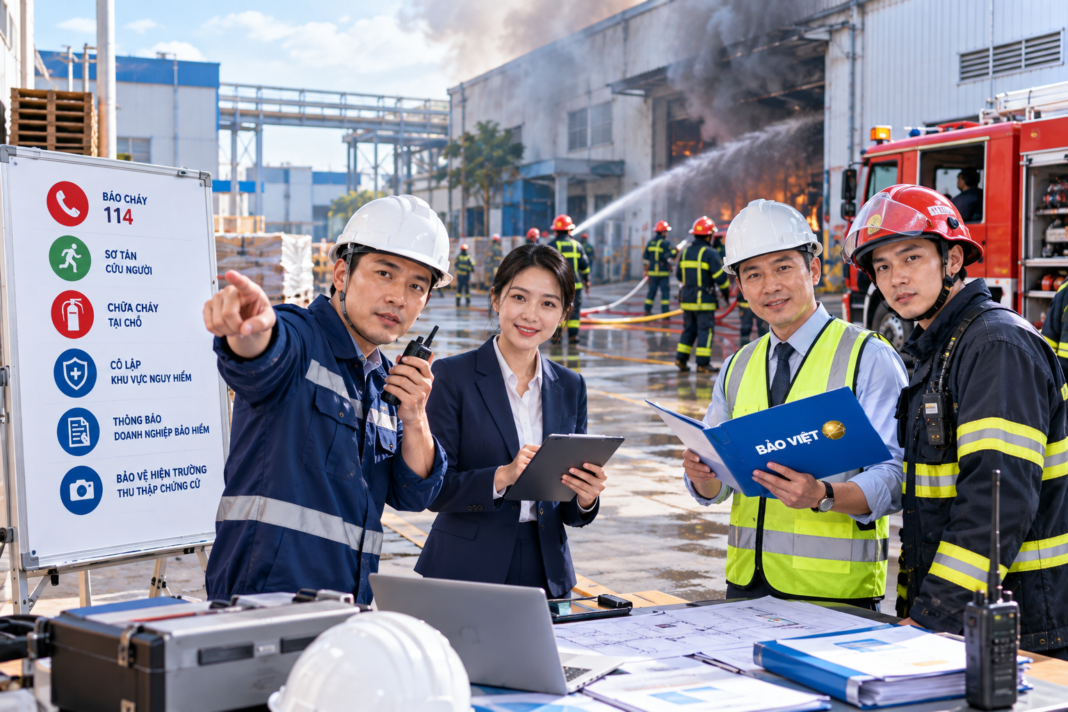 Khi xảy ra ch&aacute;y nổ doanh nghiệp cần b&aacute;o ch&aacute;y, cứu người v&agrave; bảo vệ hiện trường
